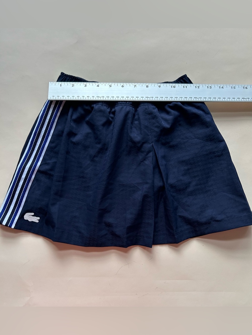 Lacoste Navy Mini Skirt with Side Stripe Trim size 32 - Picture 2 of 7
